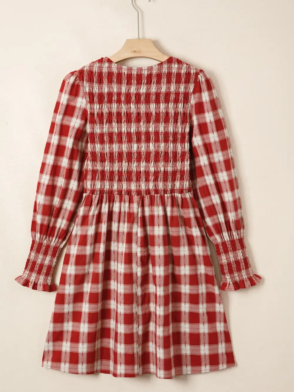 Plaid Printed Smocked Mini Dress