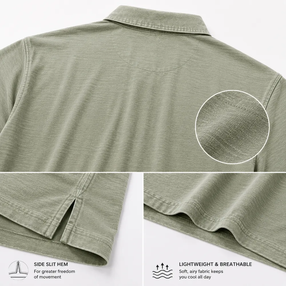 Men's Washed Cotton Blend Pocket Polo Shirt