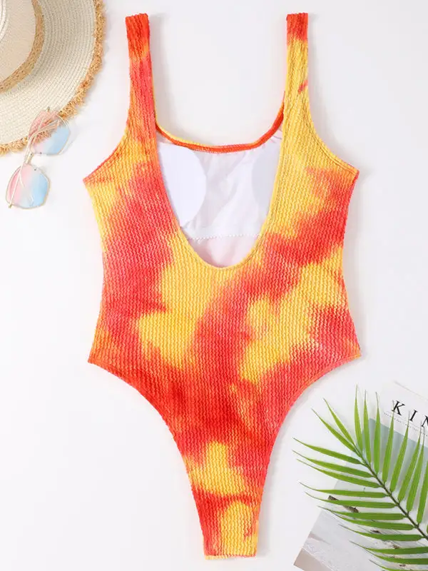 Candy Fluorescent Pleated Fabric One Piece Swimsuit