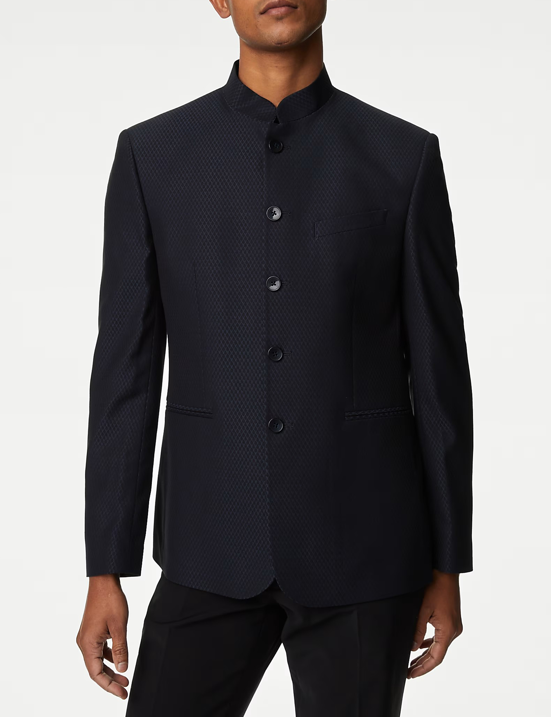 Black Textured Jacquard Jacket