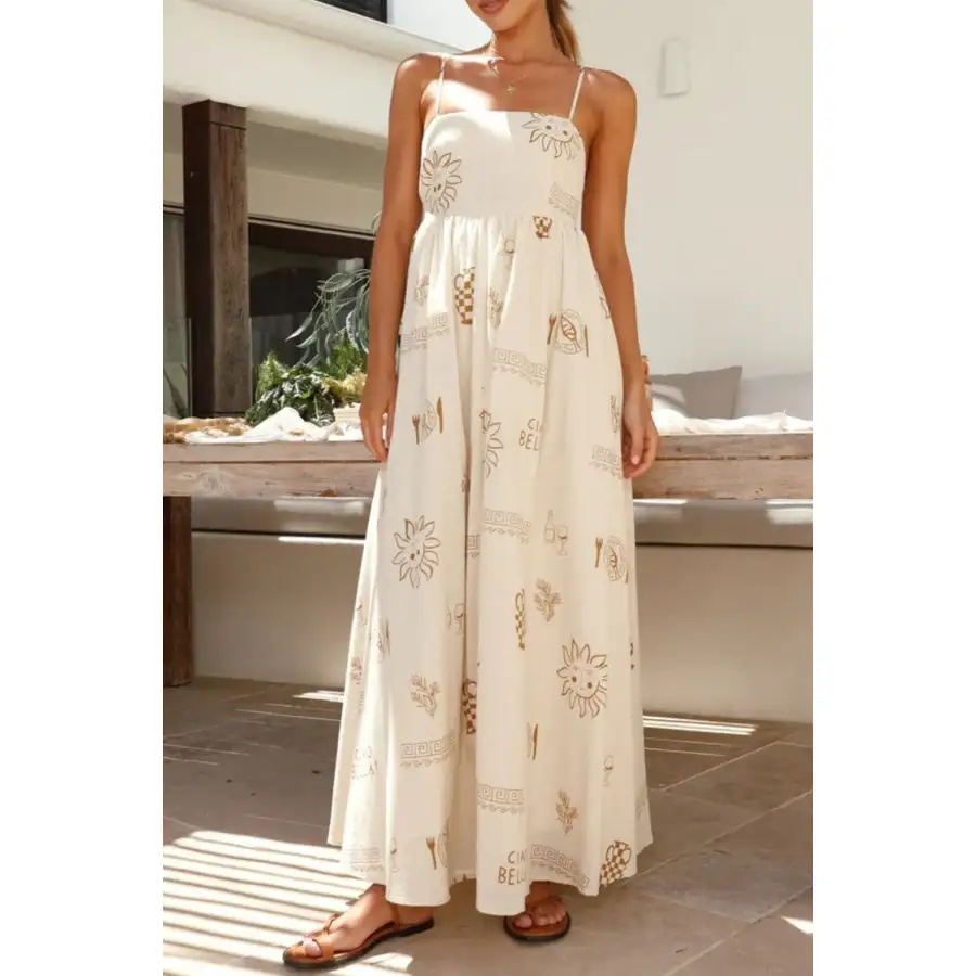Soft Printed Square Neck Maxi Cami Dress