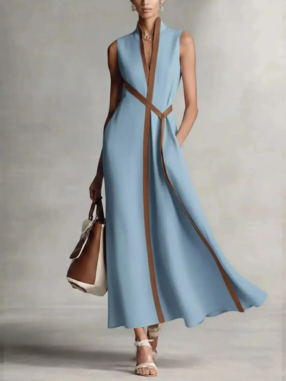 Drape Sleeveless Maxi Dress