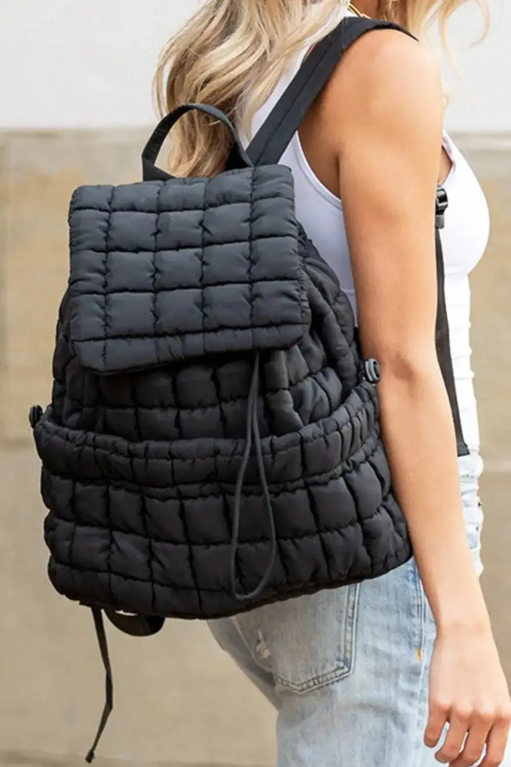 Quilted Puffer Flap Backpack