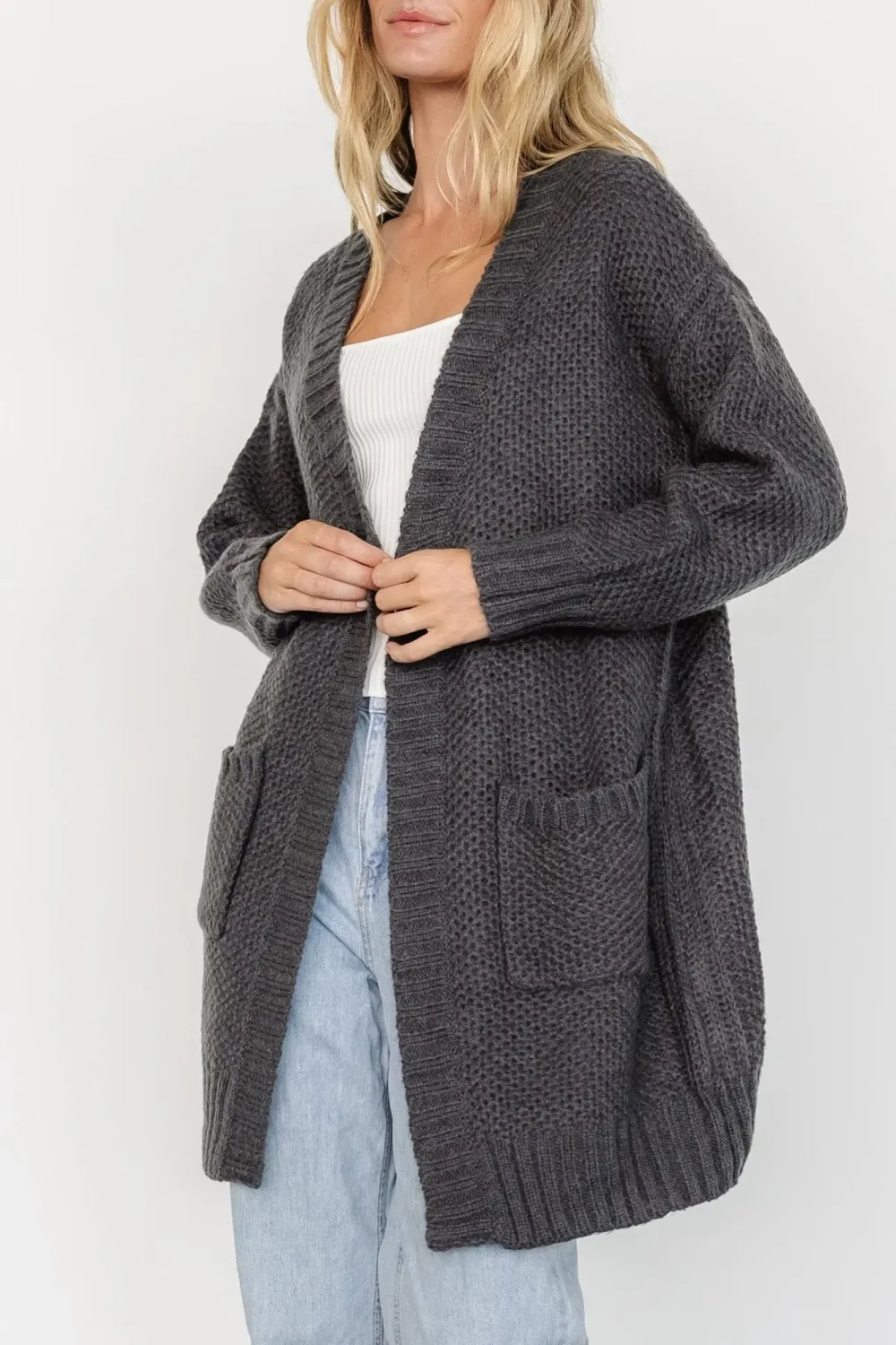 Minimalist Temperament Charcoal Knitted Top