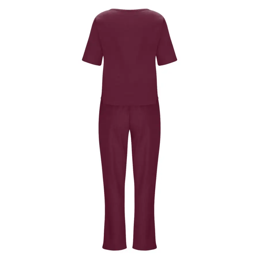 Relaxed Round Neck Short Sleeve Top and Pants Set