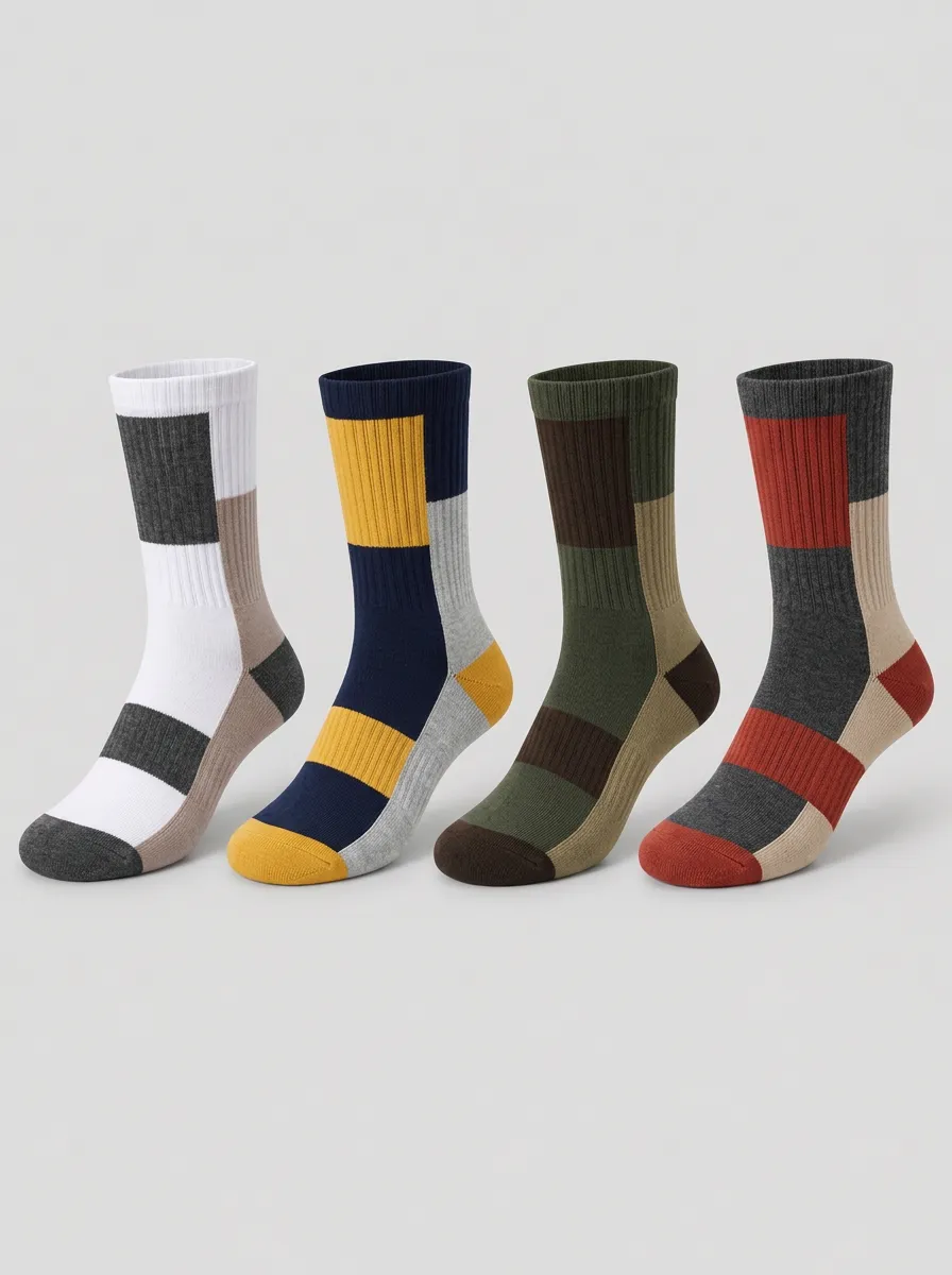 Men's Neutral Colorblock Ribbed Crew Socks Multi-Pack