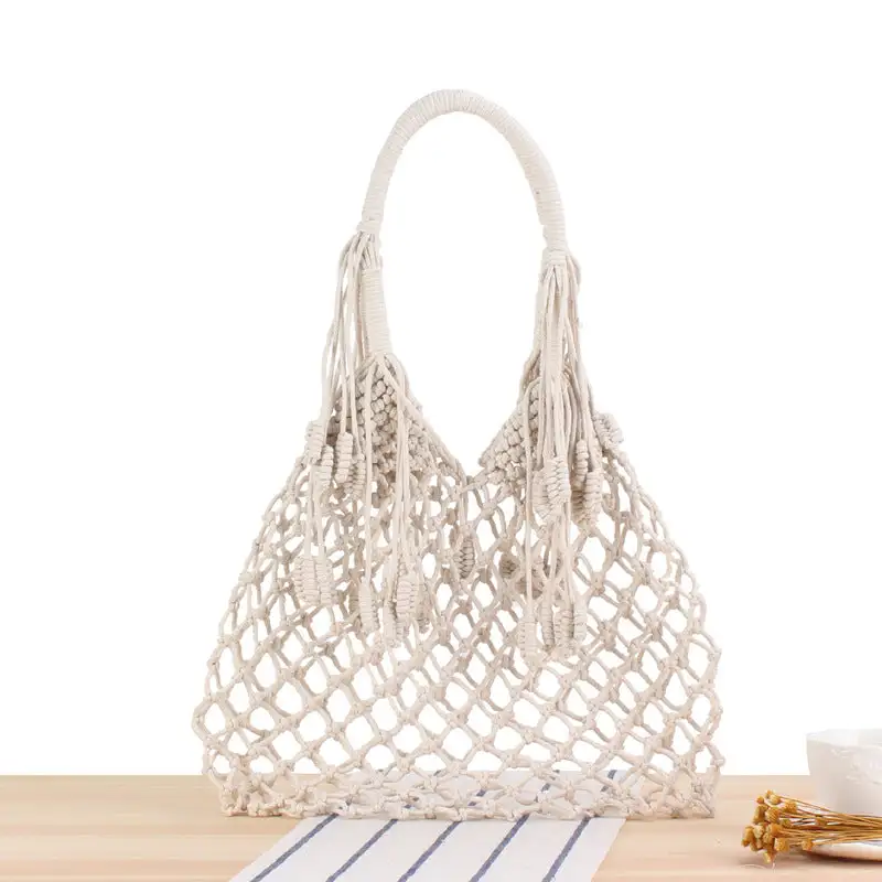Crochet Market Bag Beach Bag with Net