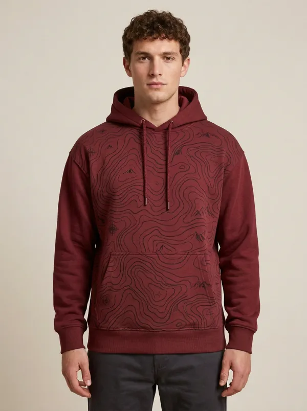 Men's Hiking Topographic Mountain Graphic Hoodie