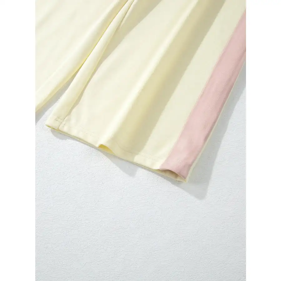 Block Round Neck Top and Pants Set