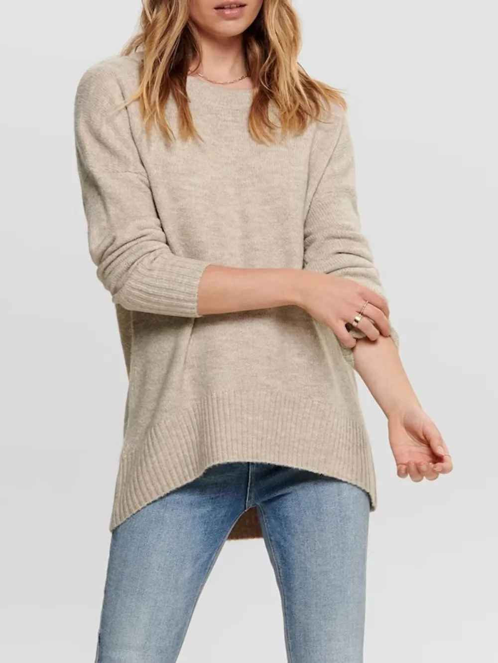 Crew Neck Plain Colored Cotton Sweaters
