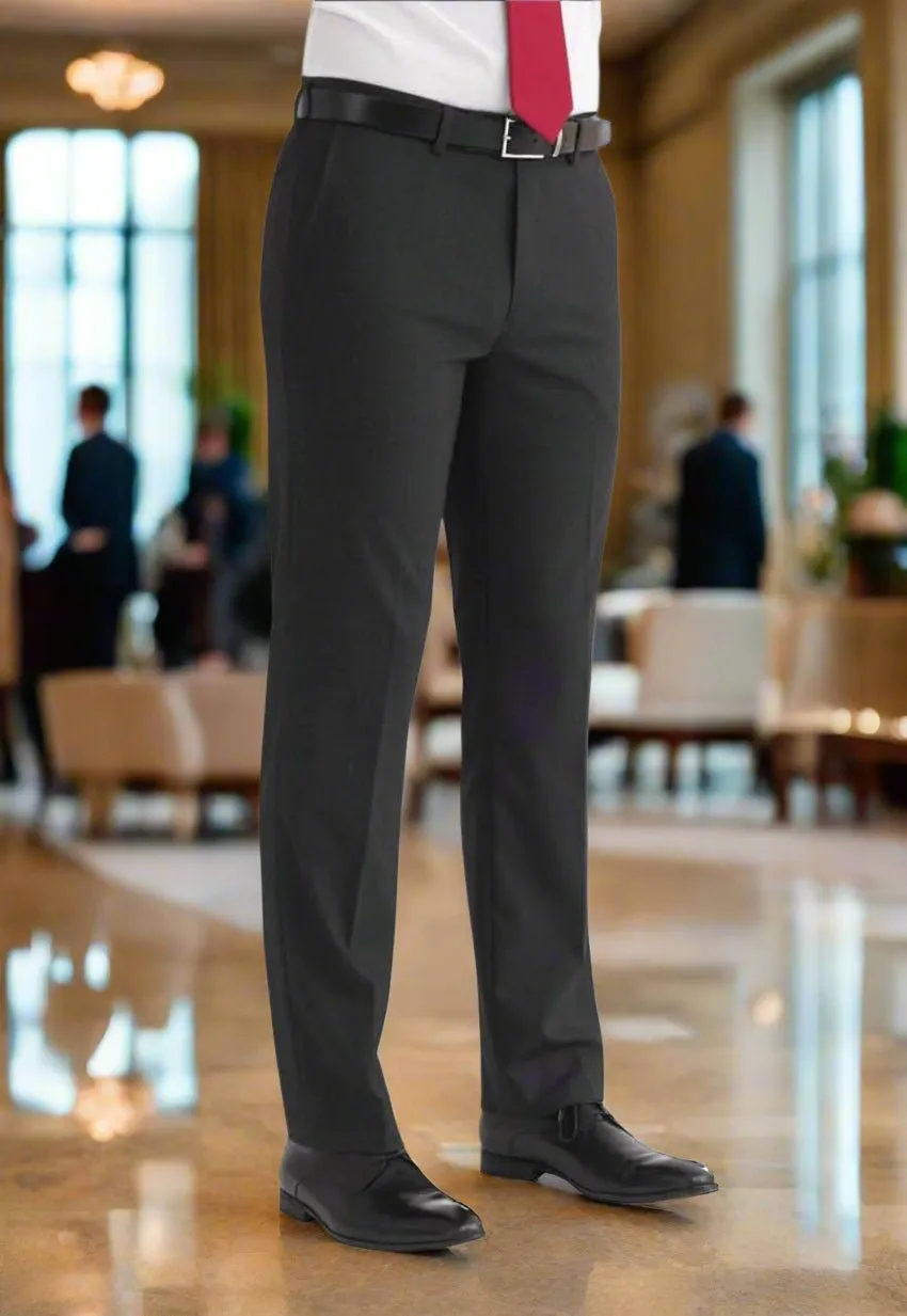 Men's Modern Tailored Fit Flat Front Suit Trousers