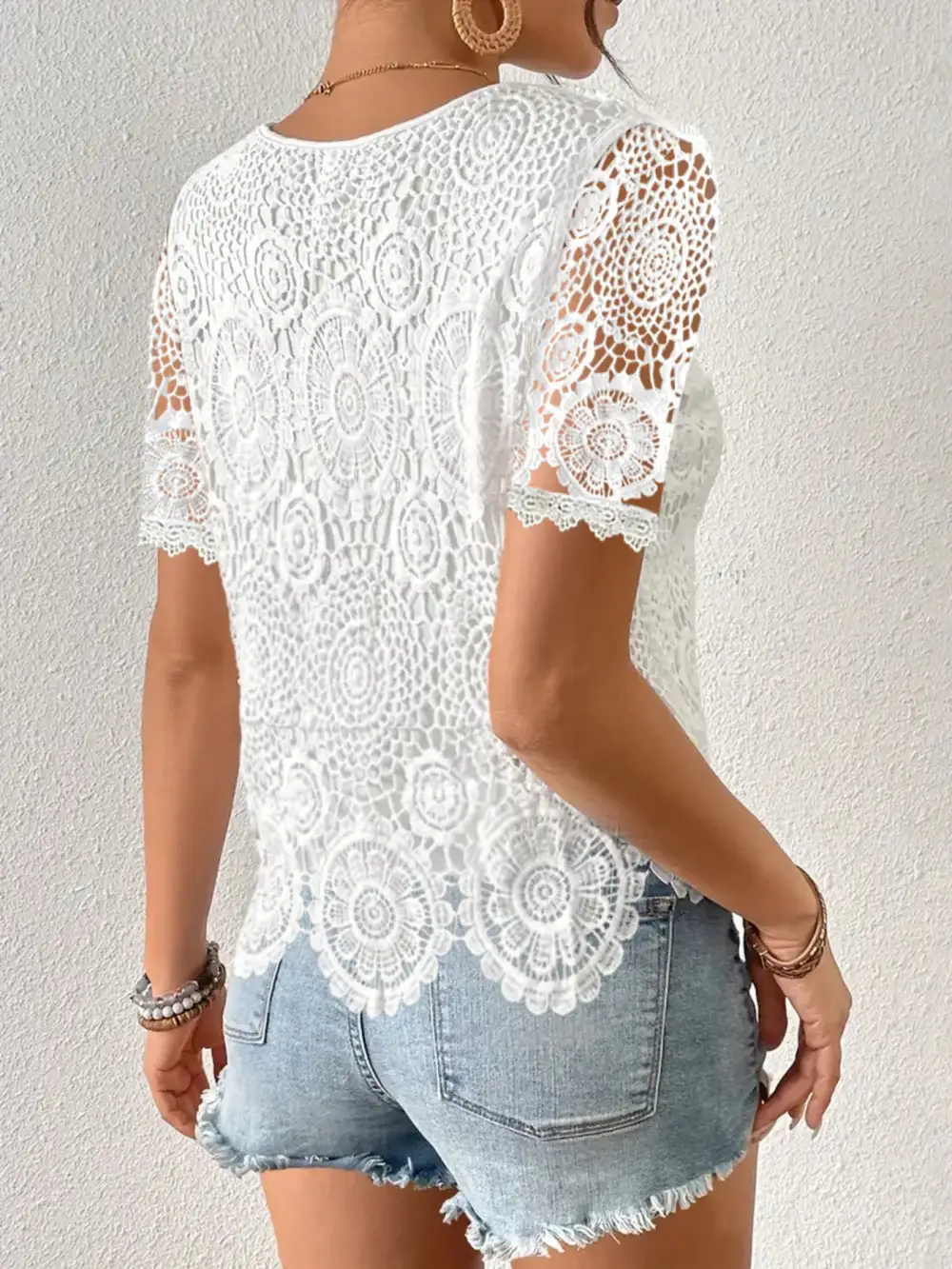 Lace Short Sleeve Blouse