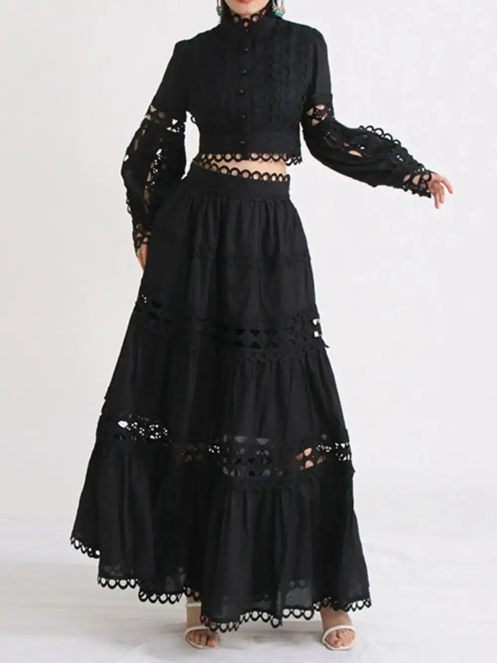 Sharp Button Front Long Sleeve Coordinated Set