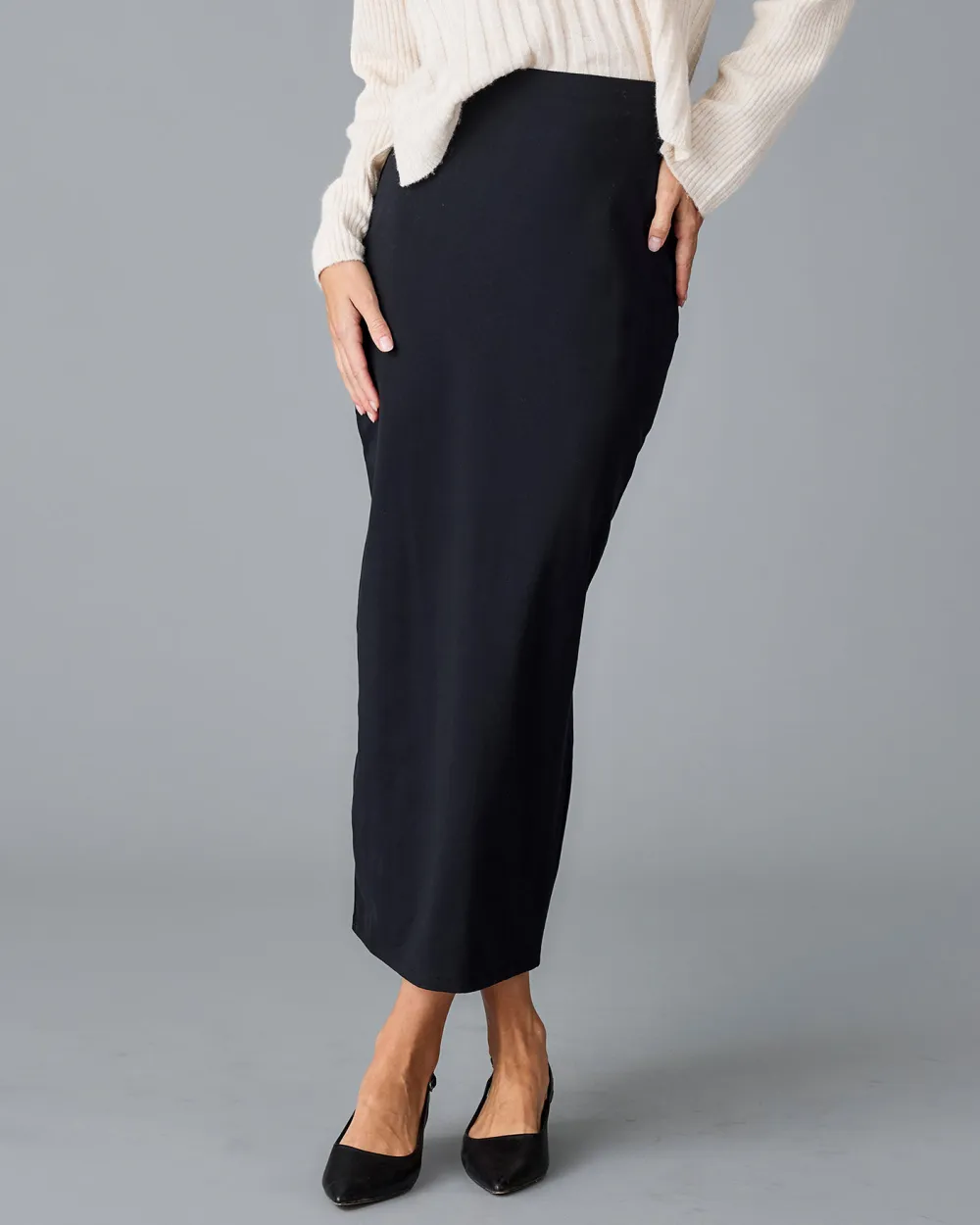 Black Knit Midi Skirt
