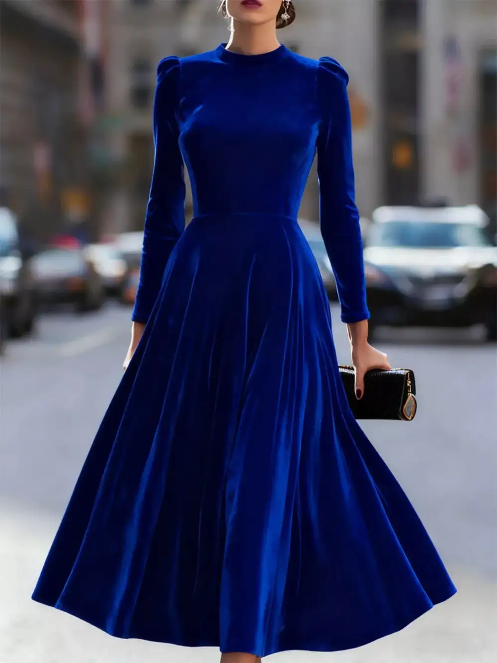 Velvet Long Sleeve Dress Casual