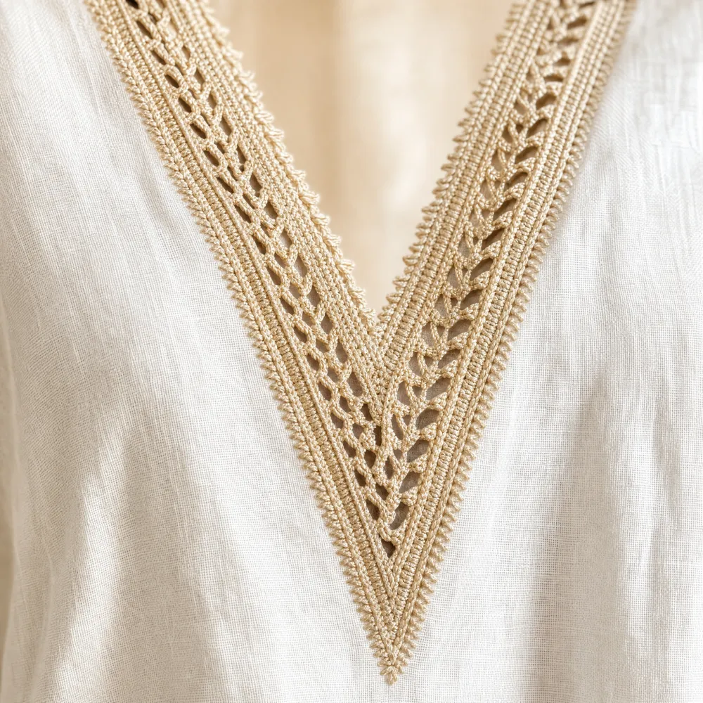 Crochet V Neck Linen Set
