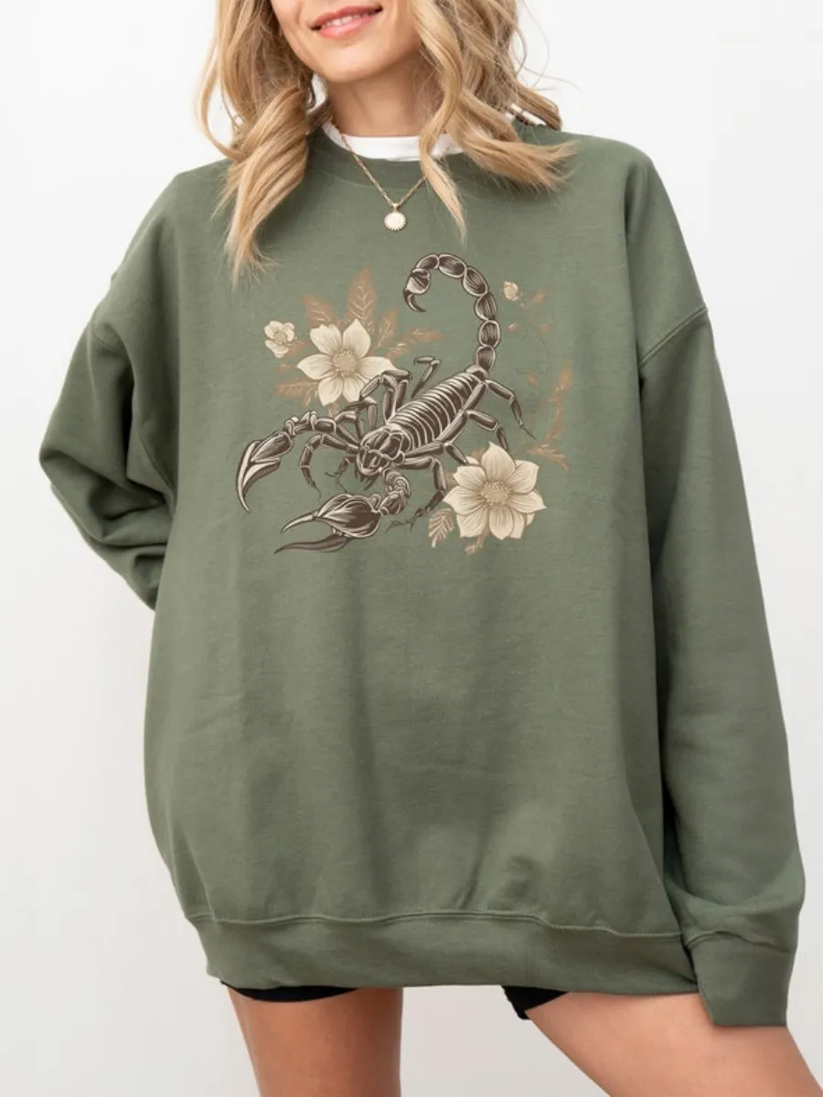 Gothic Scorpion and Flower Sweatshirt