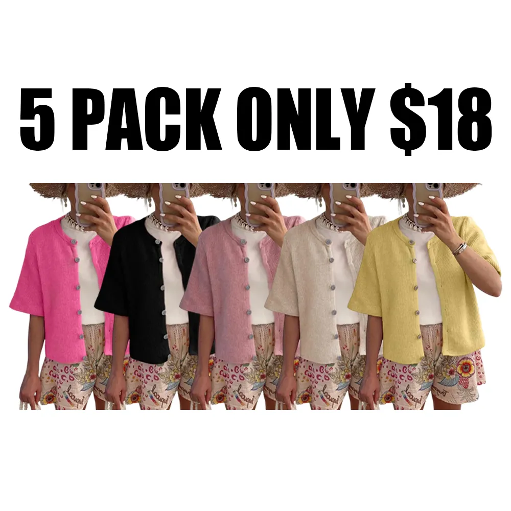Women's Short-Sleeve Cardigan Sweater🔥10-Pack -Only $24
