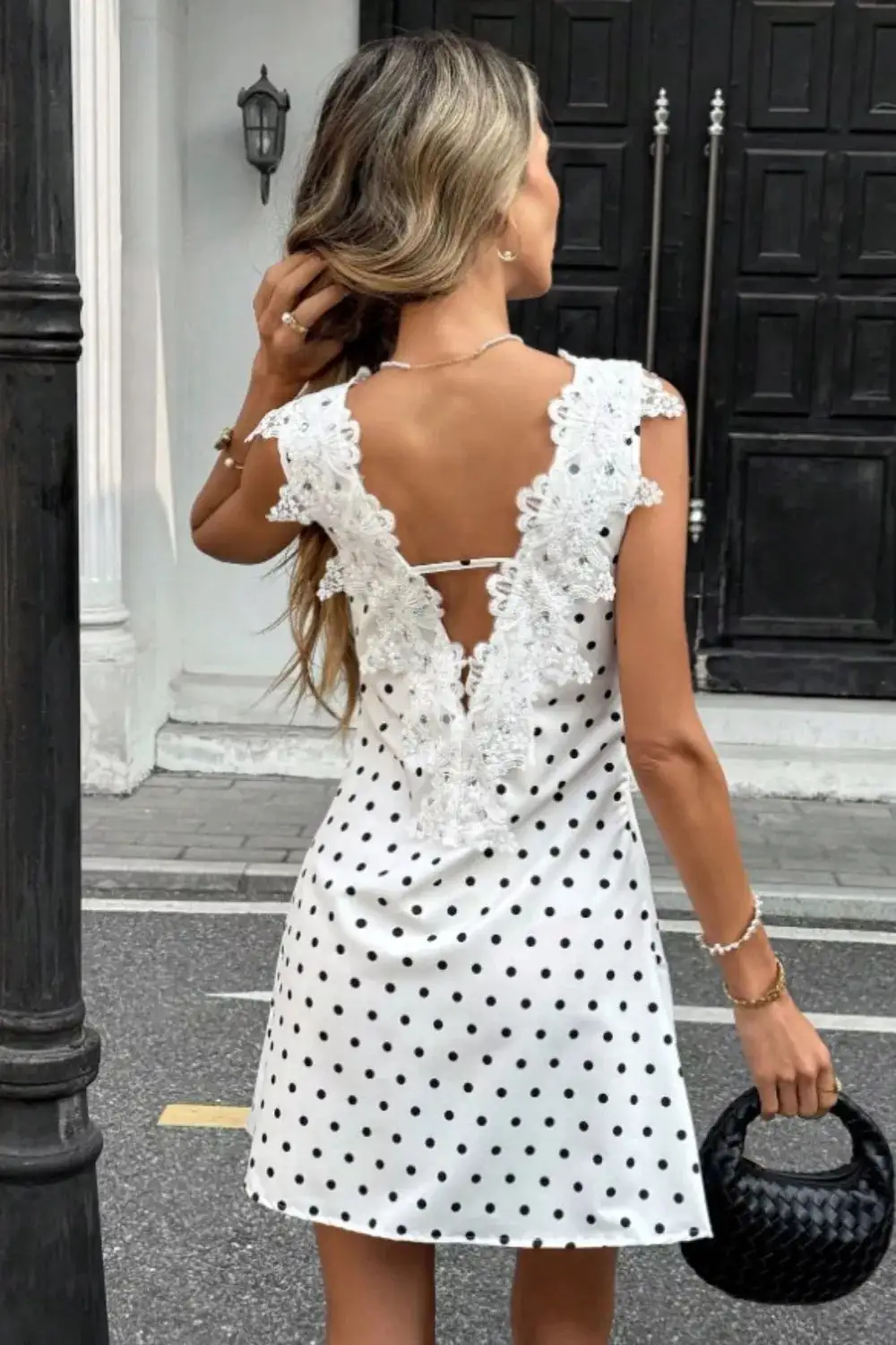 Polka Dot Lace Mini Dress