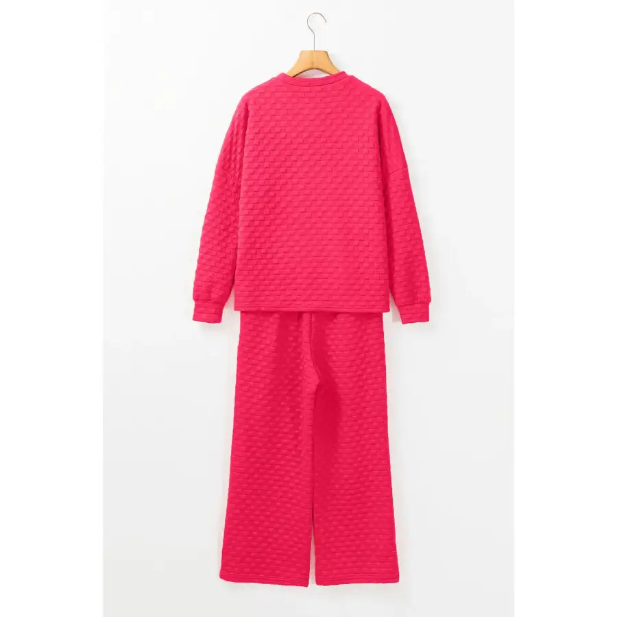 High Low Round Neck Top and Pants Set