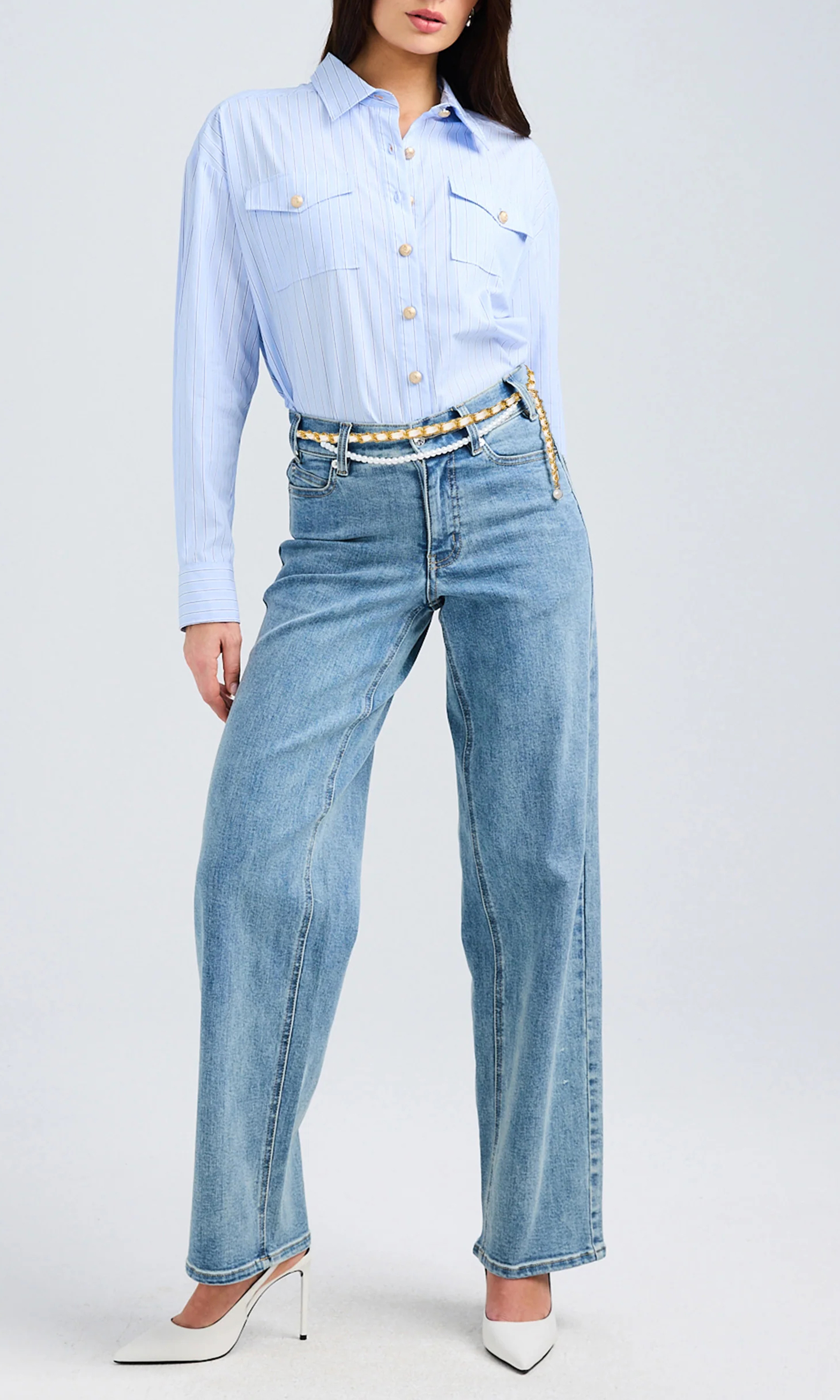 Sky Blue Pinstripe Button-Down Shirt