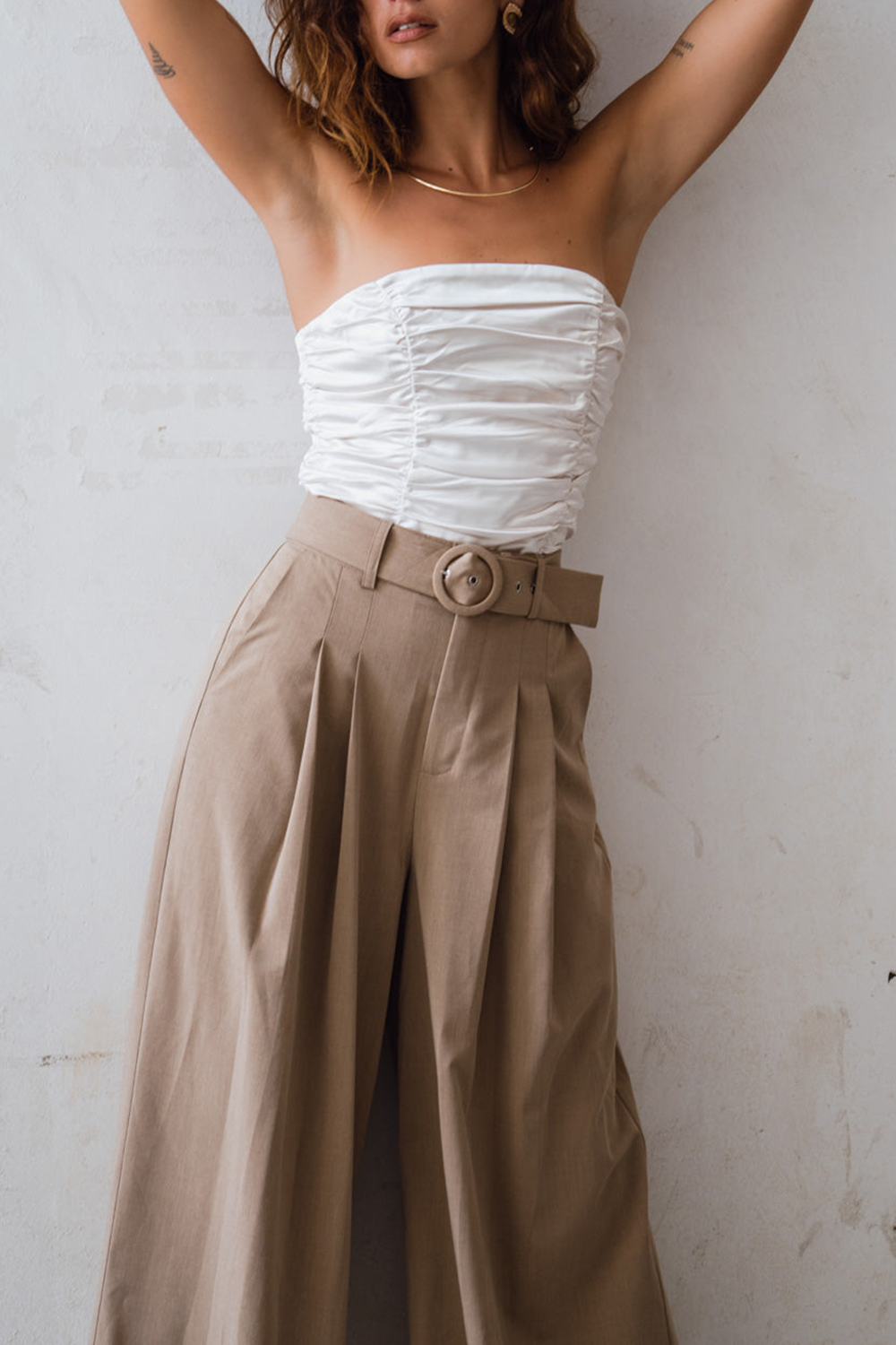 Tan Wide Leg Trouser