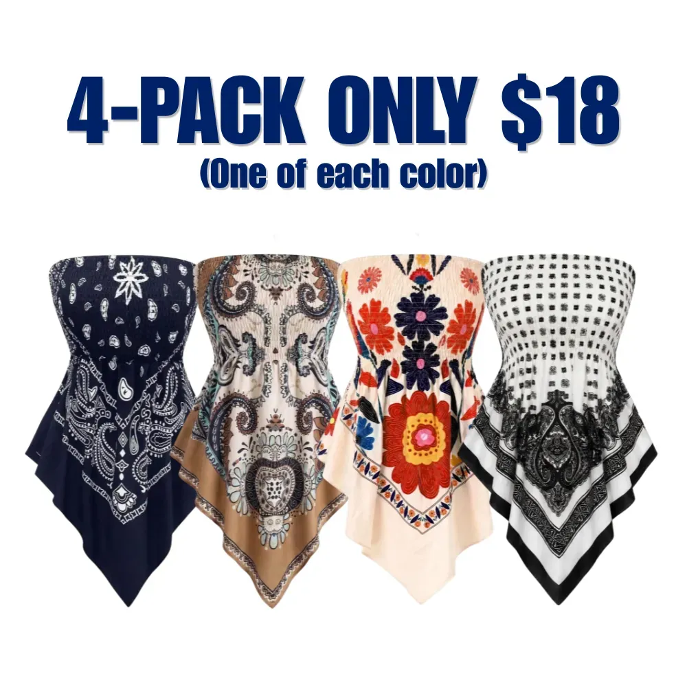 Plus-Size Women's Strapless Top with Ethnic Print