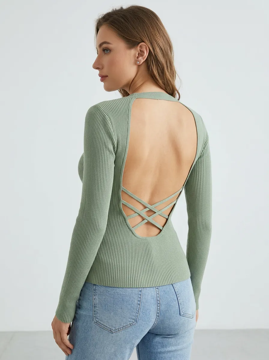 Women's Fitted Ribbed Backless Camisole Top
