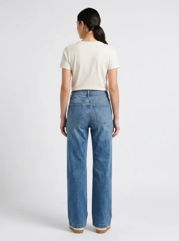Urban-Profile High-Rise Wide-Leg Printed Denim Jeans