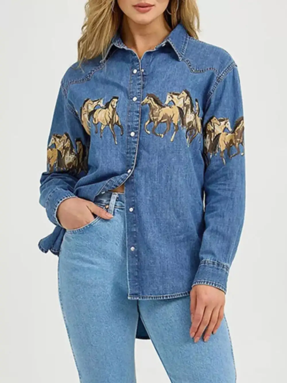 Horse Print Long Sleeve Shirt