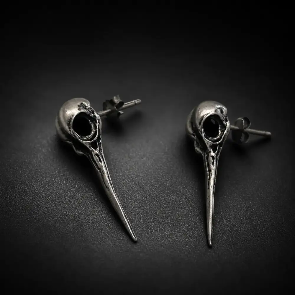 Men's Hummingbird Skull Earrings