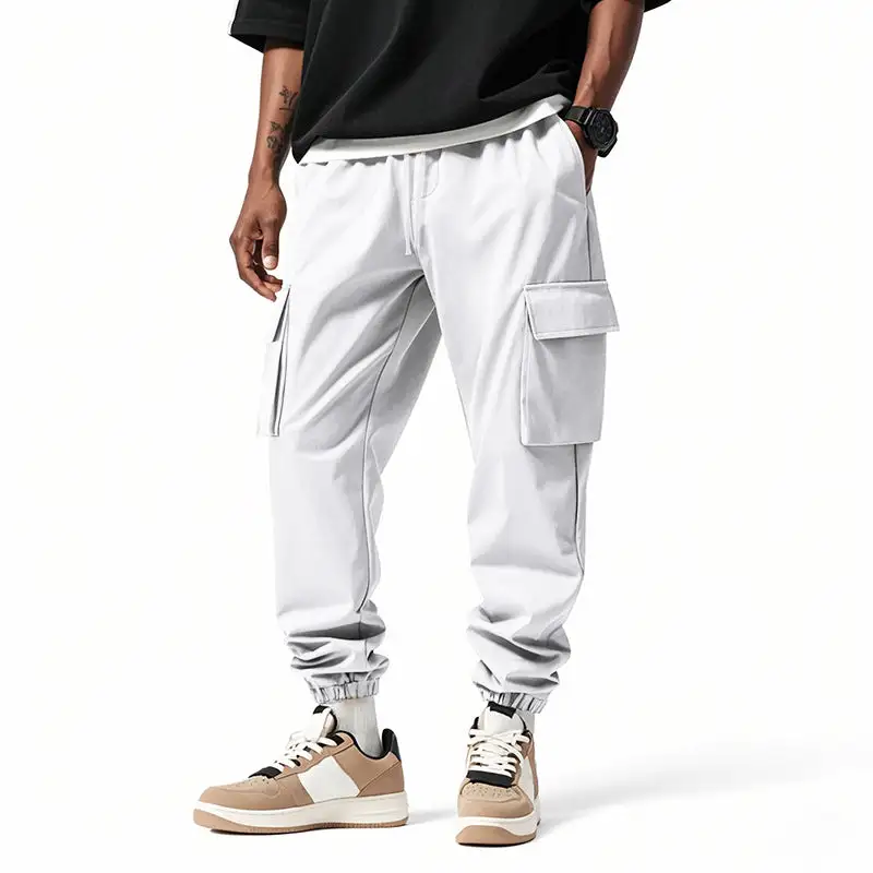 Men's Cargo Jogger Pants Waistband Pockets Leg Cargo Pants