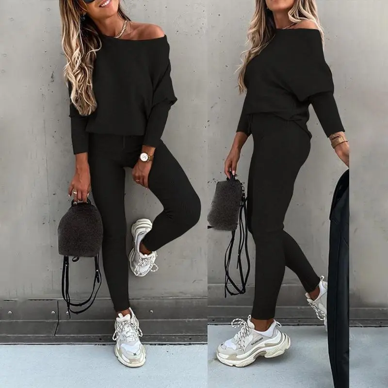 Women's 2 Piece Lounge Outfit Long Sleeve Pullover Tops Drawstring High Waisted Pants Set Tracksuit