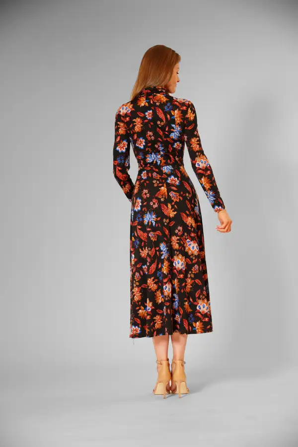 High Collar Long Sleeve Dress