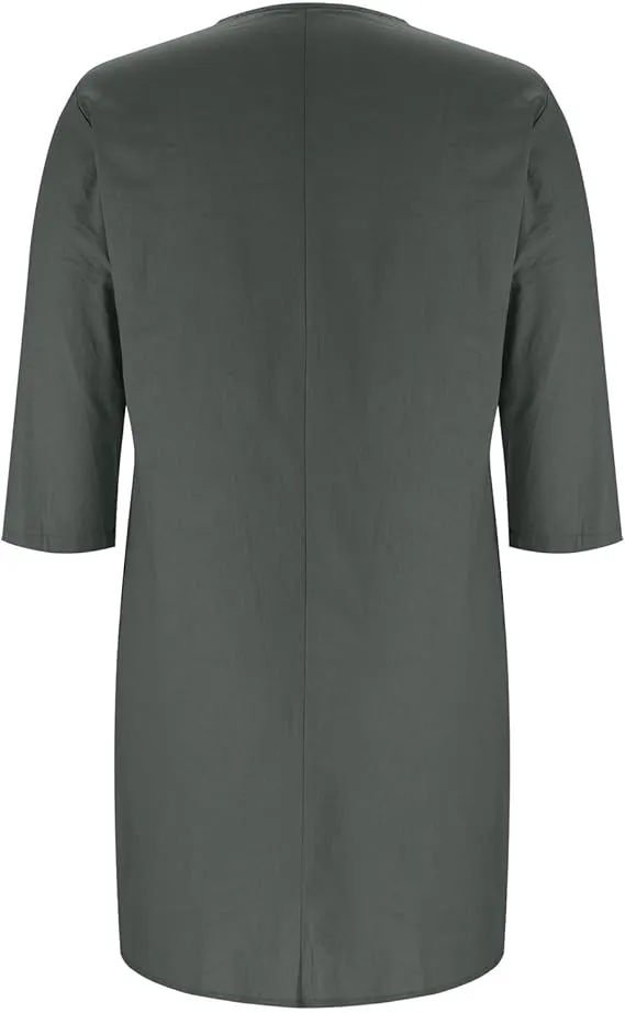 Women'S Solid Color Casual Cotton And Linen Dress-5-PACK