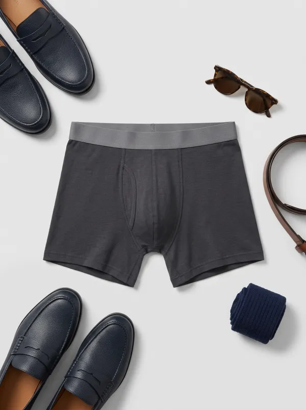 Men's Charcoal Grey Elastic Waistband Boxer Briefs