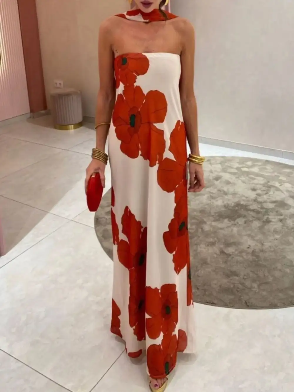 Smooth Finish Printed Maxi Dress