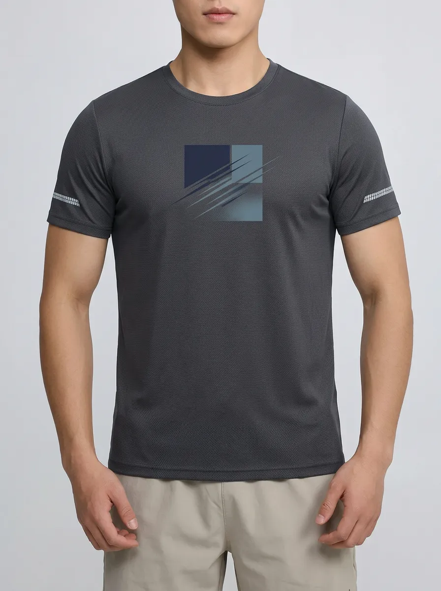Charcoal Graphic Print Crew Neck T-Shirt