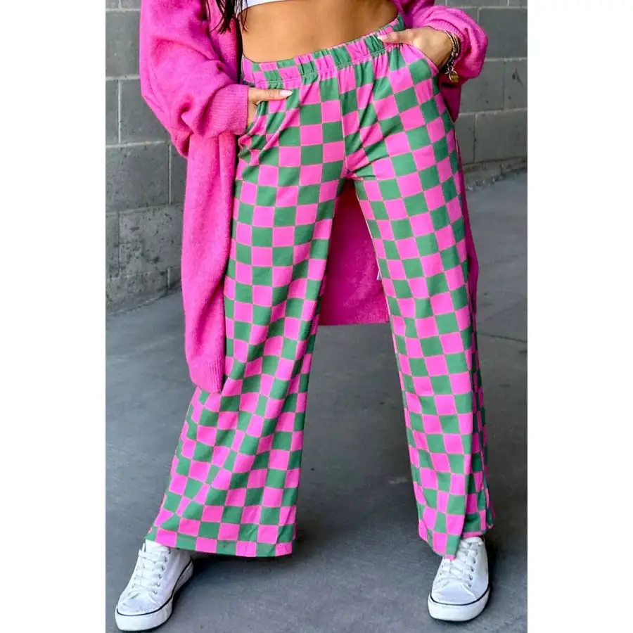 Checkered Wide Leg Pants