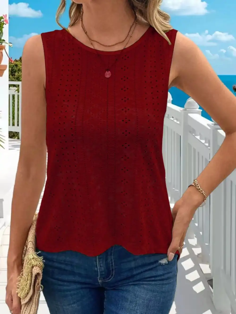Hollow Out Knit Tank Top
