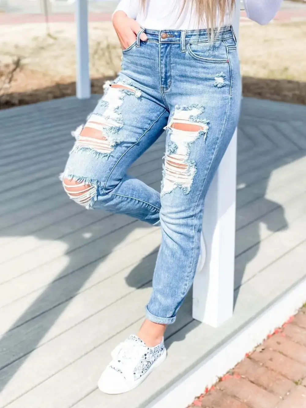 Utility Skinny Distressed Denim Jeans