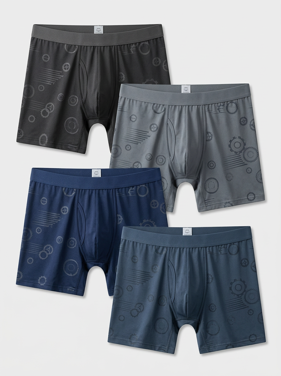 Men's Four-Pair Gear Motion Contoured Boxer Brief Set