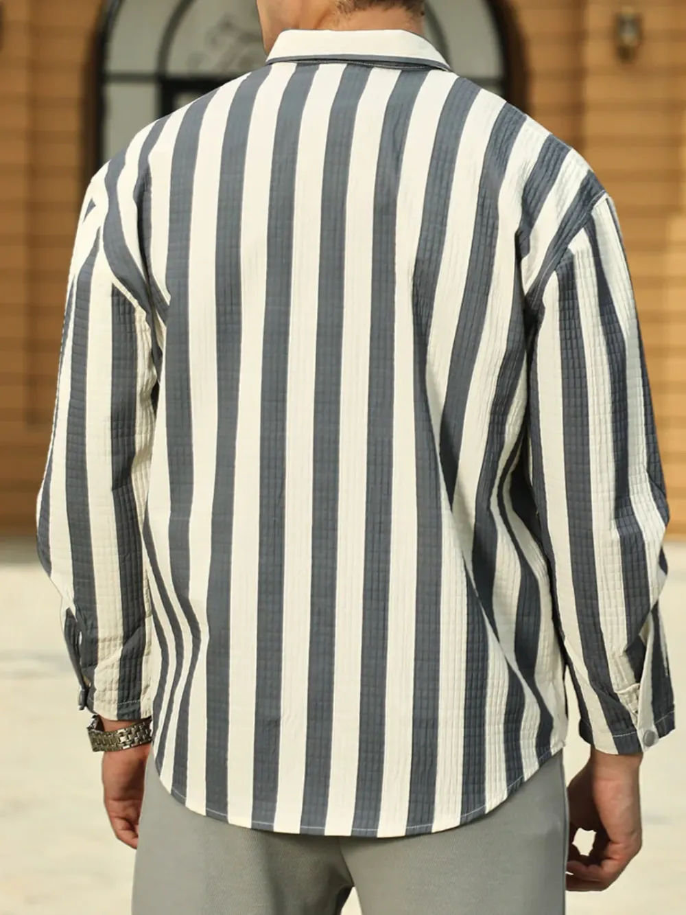 Striped Full Sleeve Oversized Shirt