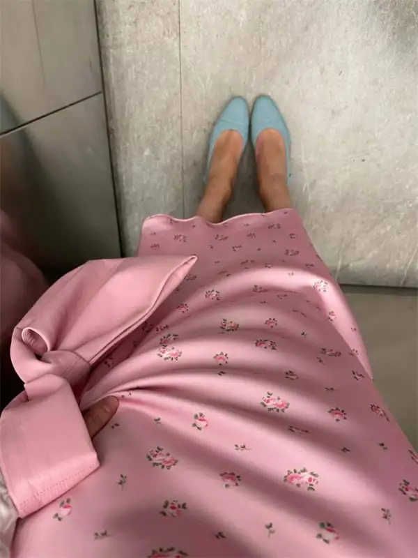 Satin Printed A-Line Skirt