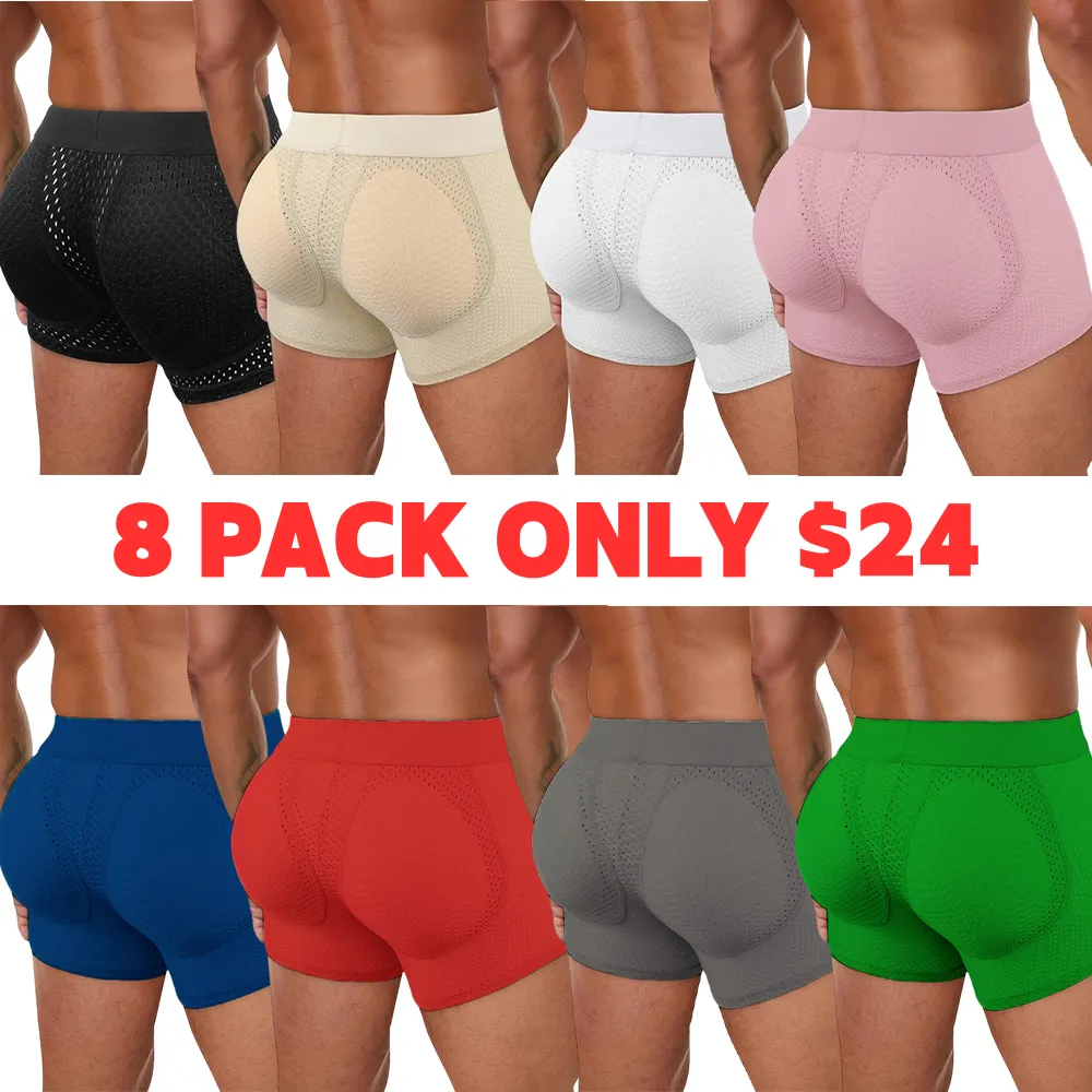 Men’s Padded Shaping Boxer Briefs – Lightweight, Breathable, Removable Lift Pads