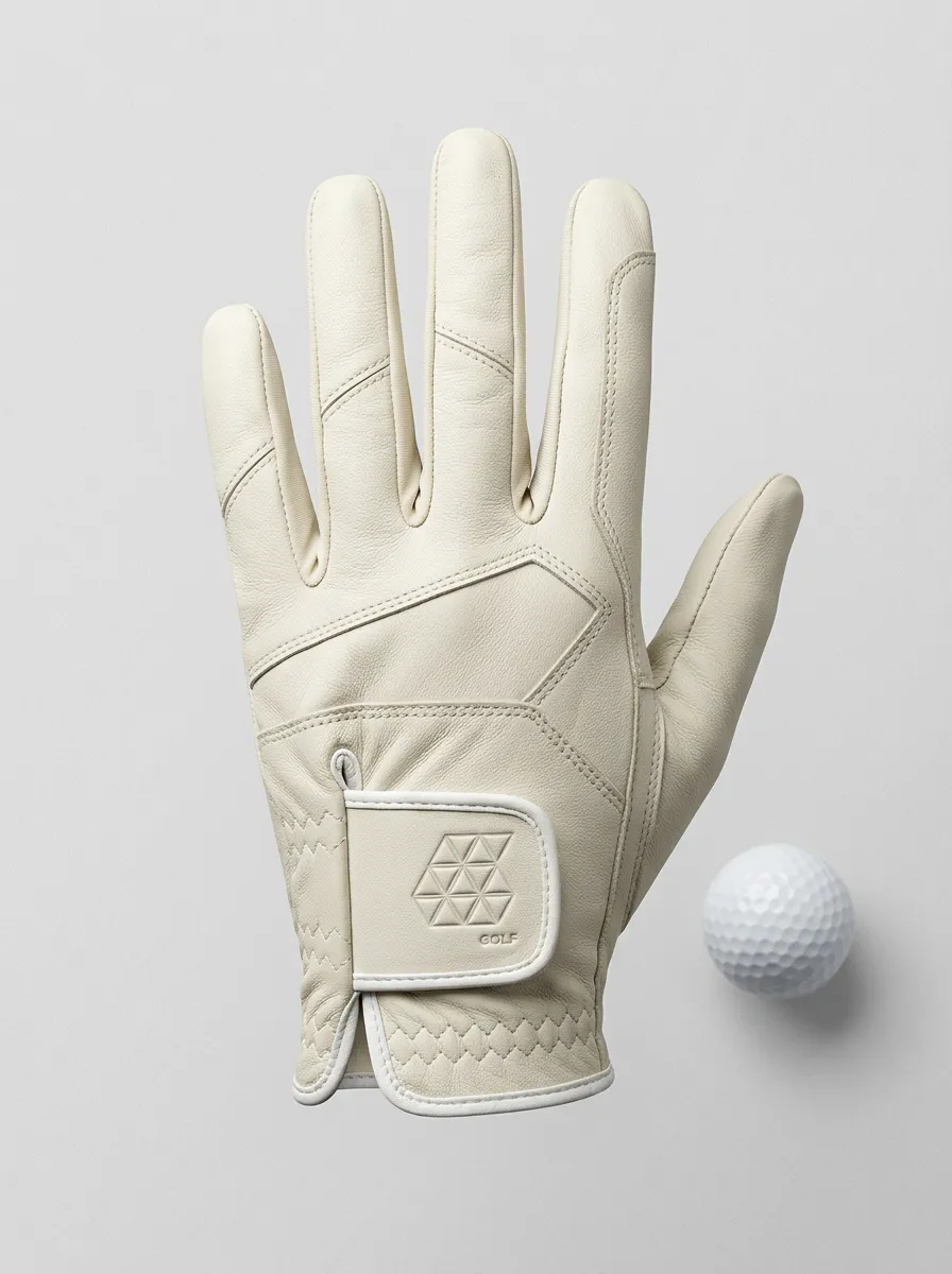Classic Embossed Geometric Leather Golf Glove