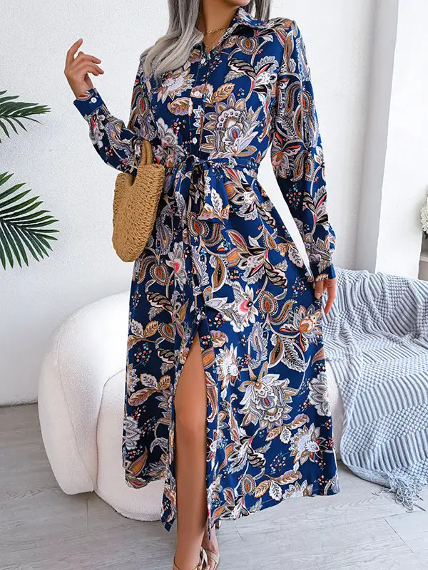 Flower Buttoned Long Maxi Dress