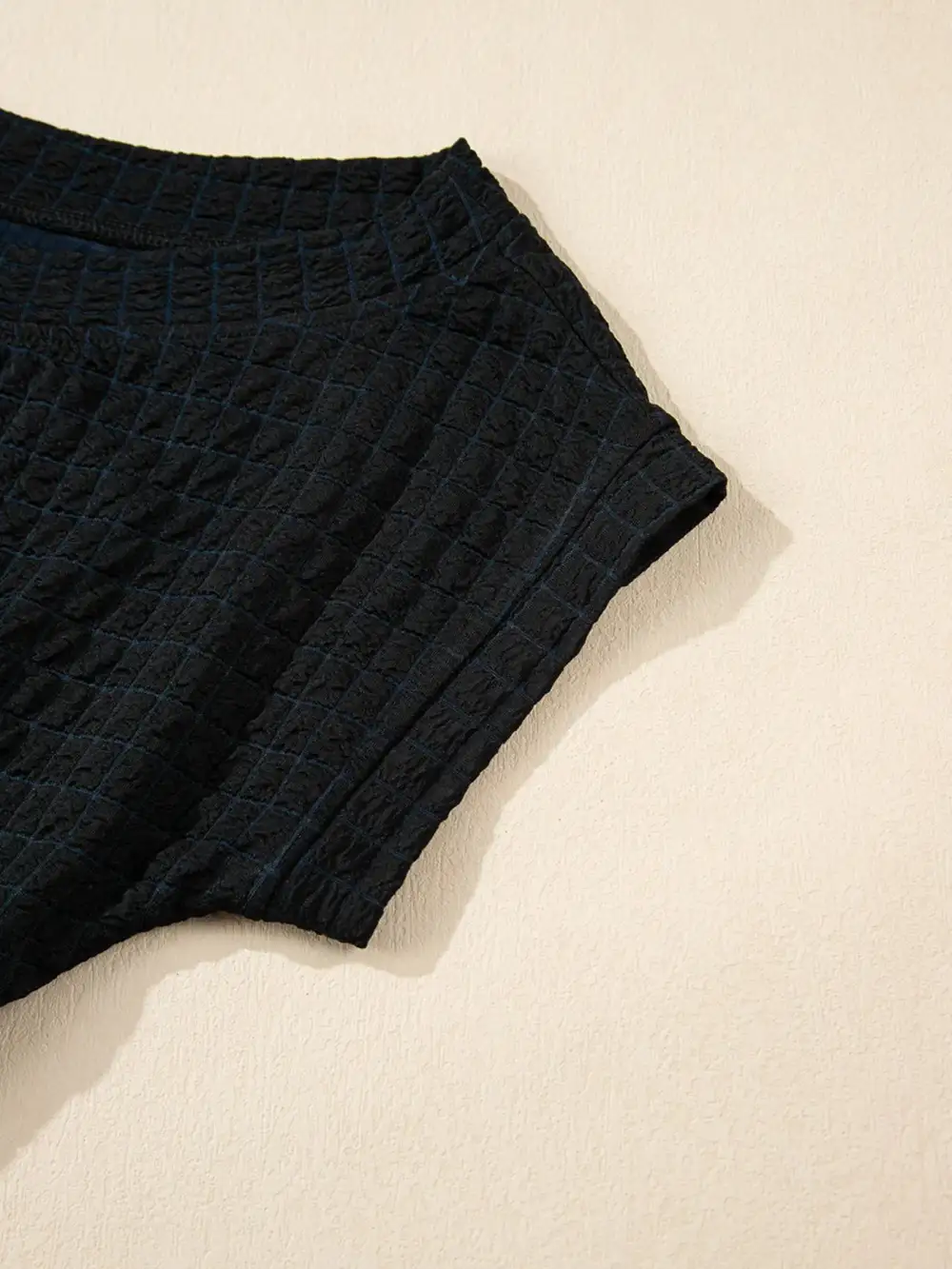One Shoulder Short Sleeve Knotted Waist Shorts