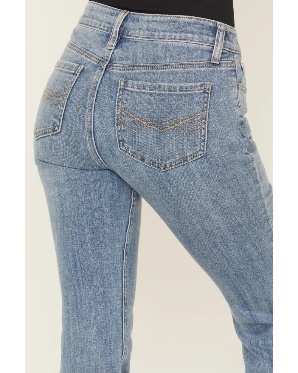 Mid Rise Bootcut Stretch Denim Embroidered Jeans