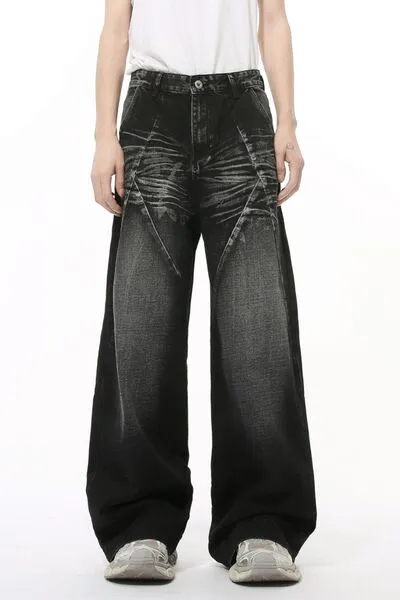 Easygoing Washed Stretch Straight Leg Jeans